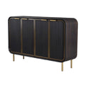 "Moderne Zwarte Dressoir met Gouden Accenten en Ribbelpanelen"
