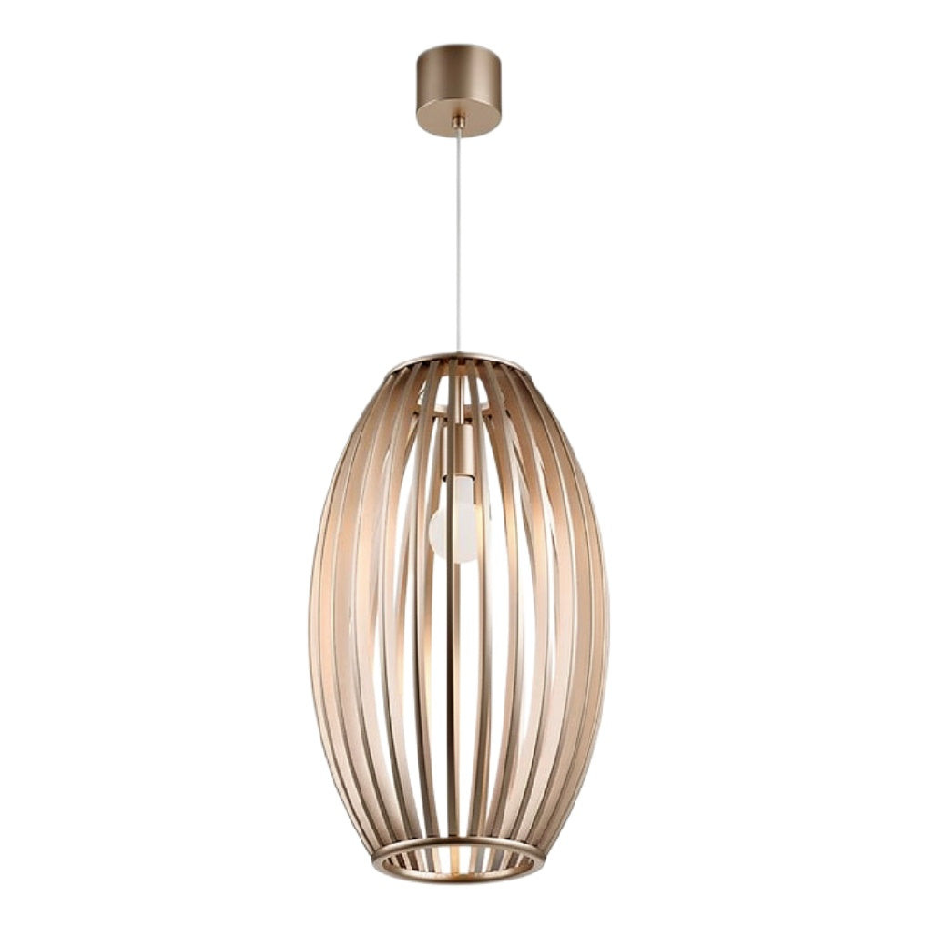 Hanglamp van hout met een moderne uitstraling en open ontwerp