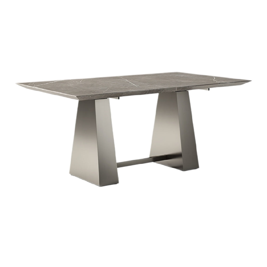 Moderne Eettafel met Marmeren Blad en Stalen Onderstel